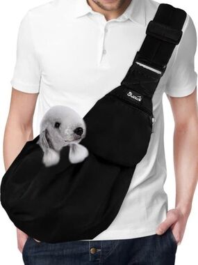 Lukovee Hands Free Pet Sling Carrier Small Dogs Black Padded Strap